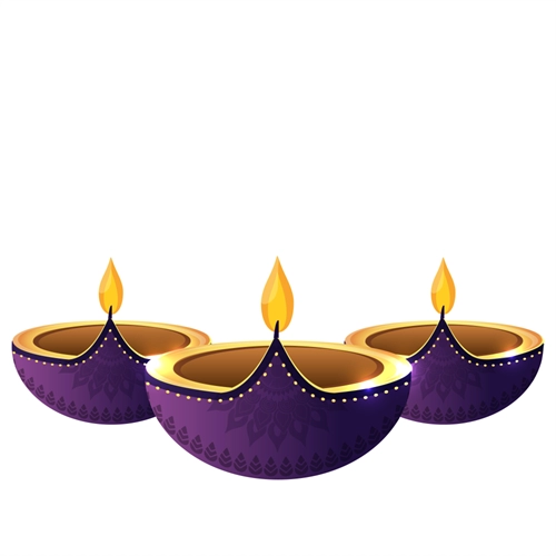 Diwali Decoration Purple Diya Sticker